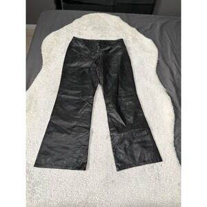 VS2 Womens Black Leather Y2K Vintage Bootcut Pants Size 10P 30x28 Pockets
